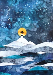 Moonlit Winter Lighthouse