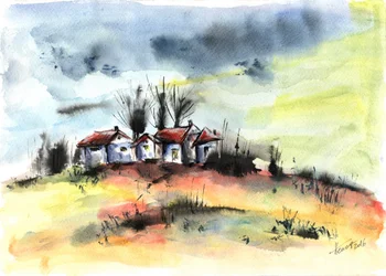 Stormy Hillside Village