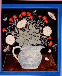 Blue Jug and Red Pinks