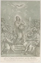 The Pentecost, with the Virgin Standing at Center, the Holy Spirit Above, and Apostles, ca. 1729