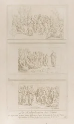 Three Separate Studies for the Miracles of the Loaves, Showing Christ Standing, ca. 1729-40