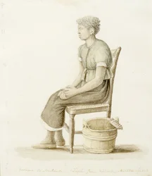 Profile Portrait of Seated African American Scrubwoman