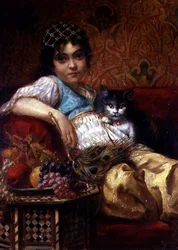 Turkish Girl with a Cat