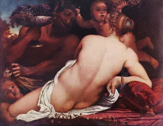 Bacchantin Venus with a Satyr and Cupids