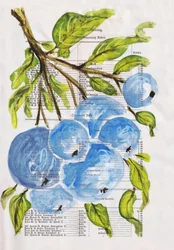 Painted Blueberries on Paper