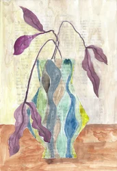 Patterned Vase with Leaves