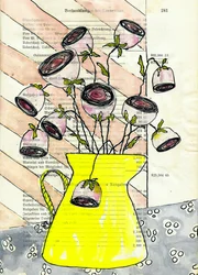 Pink Blooms Yellow Pitcher