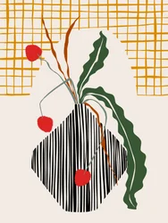 Striped Vase Red Berries