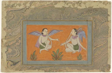 Two Winged Men with Nose-Knee Joints