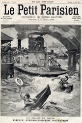 Accident in the Seine: two people in a drowned boat. In Le Petit Parisien on 25/04/1897