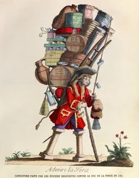 Admire La Force Caricature made by the drugists of Paris against the Duke of La Force in 1721 (reign of King Louis XV)