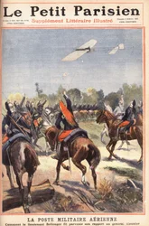 Air military post: how Lieutenant Georges Bellenger sent his report to General Meunier. In Le Petit Parisien on 2/10/1910 (engraving)
