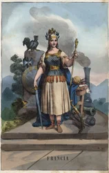 Allegory of France - engraving from "Usi e Costumi di Tutti i Popoli dell