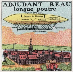Balloons: Adjutant Reau (Warrant Officer-Reau) at the beginning of the 20th century. Anonymous illustration from 1925. Private collection.