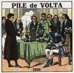 Batteries and accumulators: Alessandro Volta presented in 1801 to consul Napoleon Bonaparte