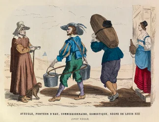 Blind Man, Water Carrier, Commissionaire and Domestic Servant, Reign of King Louis XIII of France 17th Century - Private Collection