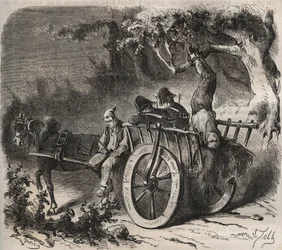 Bold escape of a force from the Toulon Bagne in the 19th century. Engraving in 