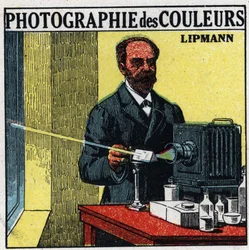 Colour photography: the process invented by Gabriel Lippmann in 1891. Anonymous illustration from 1925. Private collection.