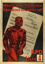 Communist Party of Germany "Do you want work, freedom and bread? Fight with us, red vote!"