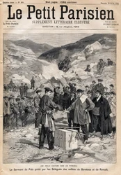 Custom of Pyrenees: the oath of peace taken by the delegates of the valleys of Baretous and Roncal. In Le Petit Parisien on 23/07/1893