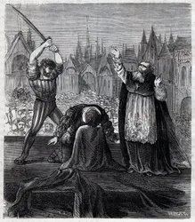 Decapitation of Count Egmont and Hoorn (1568) at Brussels during Spanish tyranny in Netherlands - War of Four Twenty Years (1568-1648): the decapitation of Lamoral, Count of Egmont, Prince of Gavre, Dutch politician