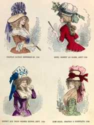 Different hat styles in 1789 during the French Revolution