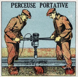 Electric tools: portable drill. Anonymous illustration from 1925. Private collection.