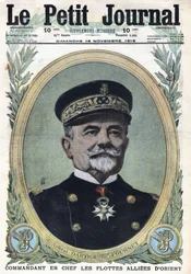 First World War 1914-1918. Portrait of Admiral Dartige du Fournet, Commander-in-Chief of the Allied Fleets of Orient in Le Petit Journal, on 19/11/1916