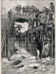 Flooding of the Gare de la Chapelle on the Line of the Small Belt in Paris (engraving)