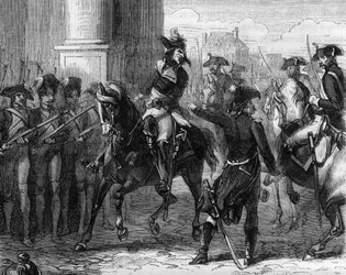 Portrait of Francois Hanriot (1761-1794), French revolutionary at the door of the convention (9 thermidor 1794) - Engraving in 