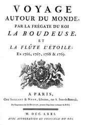 Frontispiece of 1771 of the book Voyage Around the World by the frigate of the king La Boudeuse and the flute L
