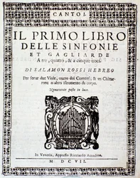 Frontispiece of Primo libro di sinfonie e gagliarde by Salomone Rossi