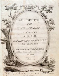 Frontispiece of Musical Score of Six Duets for Two Violins by Rolla