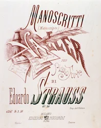 Frontispiece of musical score of Waltzes for Piano by Eduard Strauss