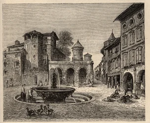 Gaillac - Tarn - Occitanie - engraving in 