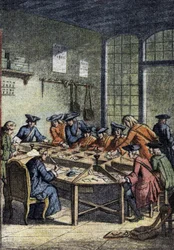 History of the Post Office: a sorting room under the rule of Louis XV (detail)