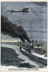 Hubert Latham (1883-1912), French aviator, leaving Sangatte in a monoplane 