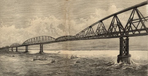 International bridge project over the English Channel between Calais and Folkestone - 1890 - engraving 1890