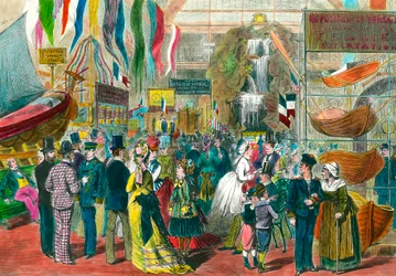 International maritime exhibition in Paris. Engraving of the 19th century