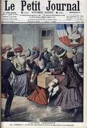 Feminist action: the suffragettes invade a polling division in Paris and seize the ballot box