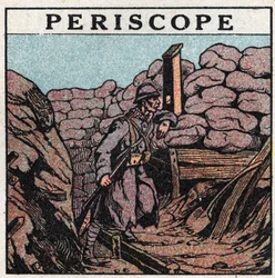 Light reflection: periscope used in a trench by a Hairy during the First World War. Anonymous illustration from 1925. Private collection.