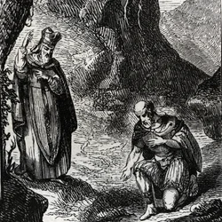 Martial de Limoges or Saint Martial converting the leader of the Celtic people Lemovices - Engraving of 1846 in 