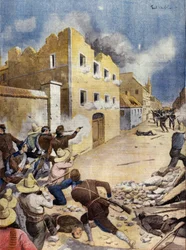 Mexican Revolution: American marines fighting in Vera-Cruz, April 1914. Illustration in L