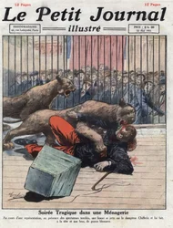 Miscellaneous: an accident during a show in a menagerie, a lioness seriously injures the tamer. Illustration taken from 