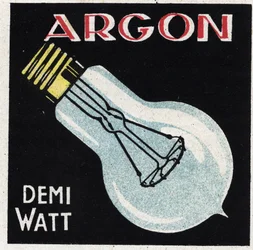 New gas properties: argon is used to fill a half watt bulb. Anonymous illustration from 1925. Private collection.