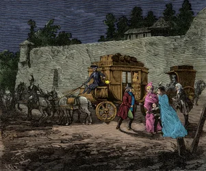 Night flight of the royal family to Varennes in 1791 (engraving) - private collection