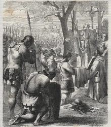 Otto I, Holy Roman Emperor receives communion before Battle of Lechfeld (955)