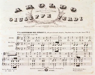 Page of musical score of Aroldo, opera by Giuseppe Verdi