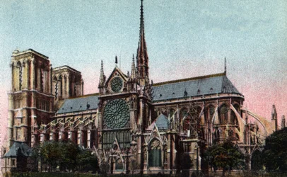 Paris: Exterior View of the Cathedrale Notre Dame, South Side
