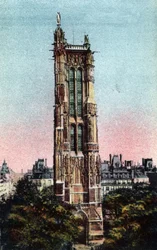 Paris: the Saint Jacques Tower (Saint-Jacques) realized in 1523. Photograph of 1920 in 